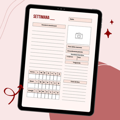 Il mio Diario della Gravidanza: Planner Settimanale da Compilare e Conservare (PDF Stampabile)